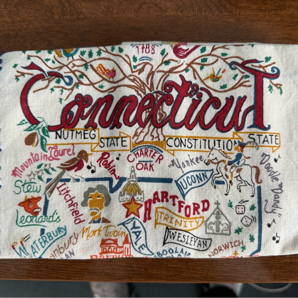 Cat Studio - Connecticut - Embroidered tea towel new